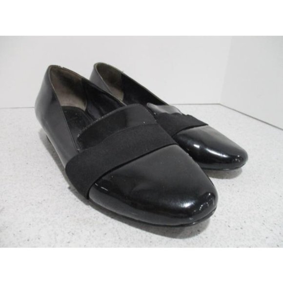 *Pour La Victoire Patent Black Sarina Square Toe Sip On Flats - Picture 5 of 7